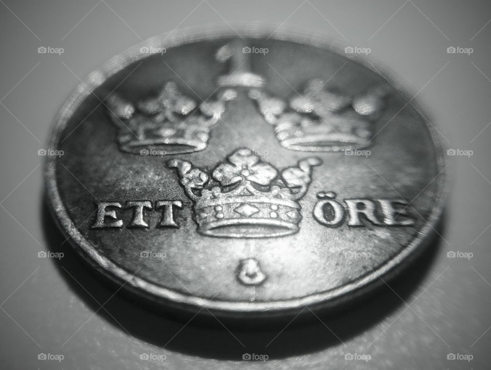 Ett öre (One öre). Swedish coin (1/100 SEK) from 1950.