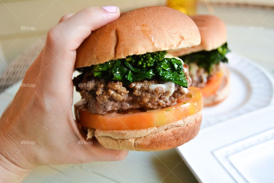 Italian Broccoli Rabe burger 