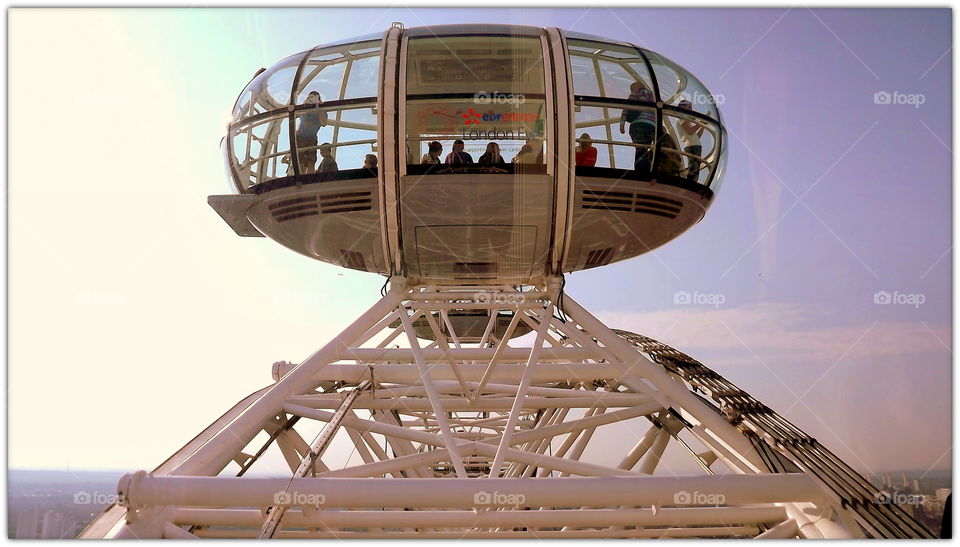 "London Eye" car. A ride at the Millennium Ferris wheel. London, UK.