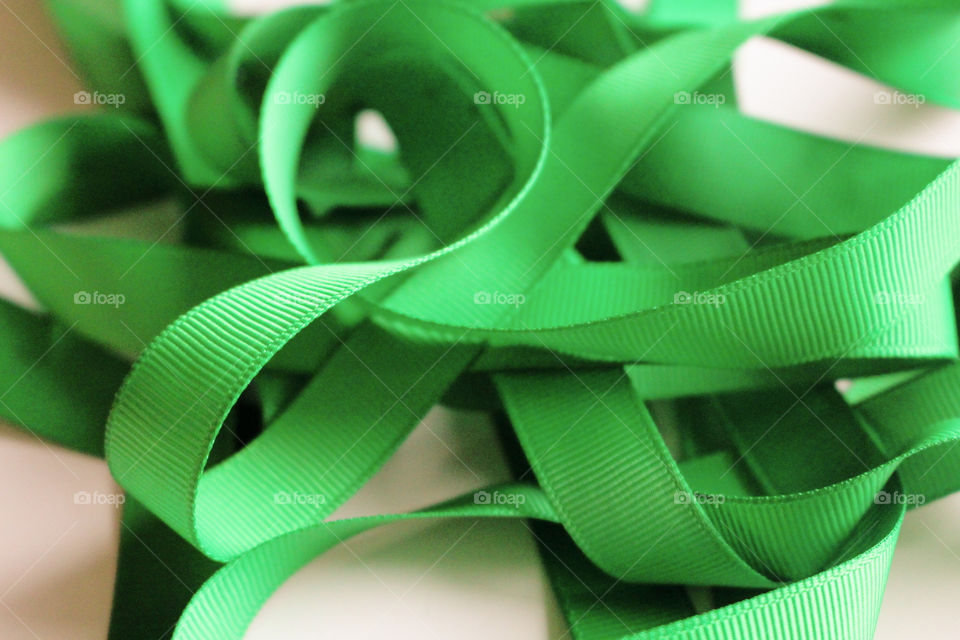Close-up of green ribbon