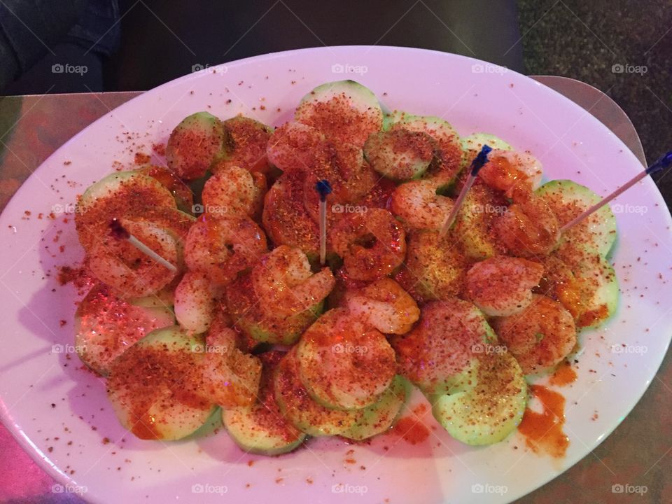 Shrimp and cucumber appetizer