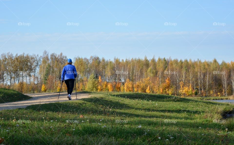 morning walking person autumn beautiful landscape sports lifestyle