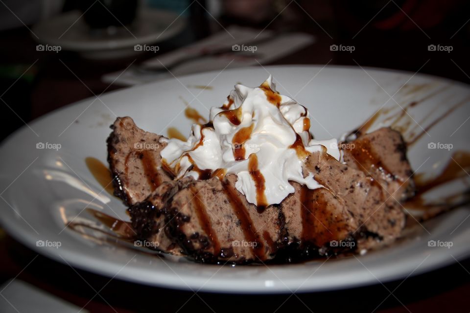 Ice cream and chocolate dessert