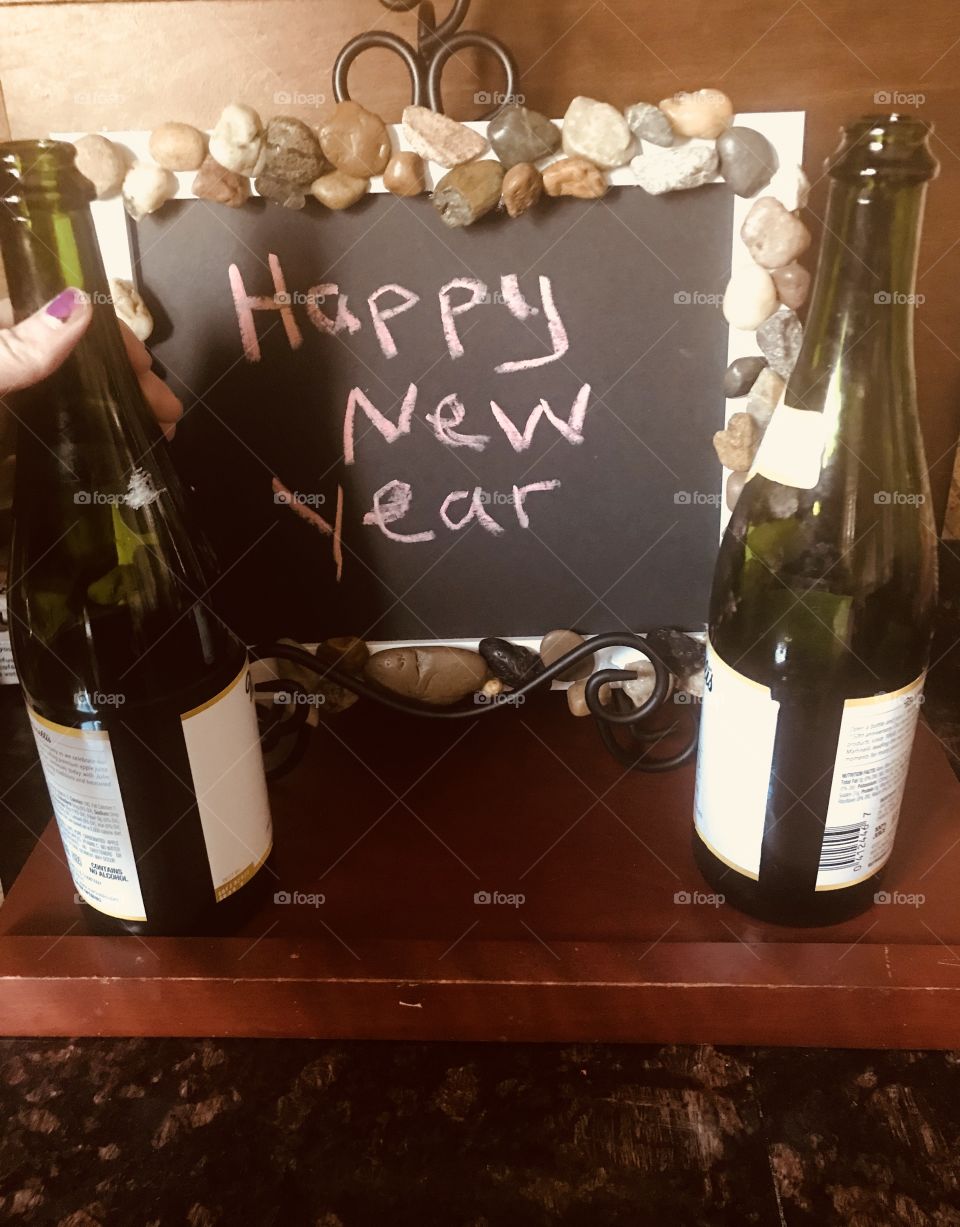 Happy new year sparkling cider non alcoholic beverages 