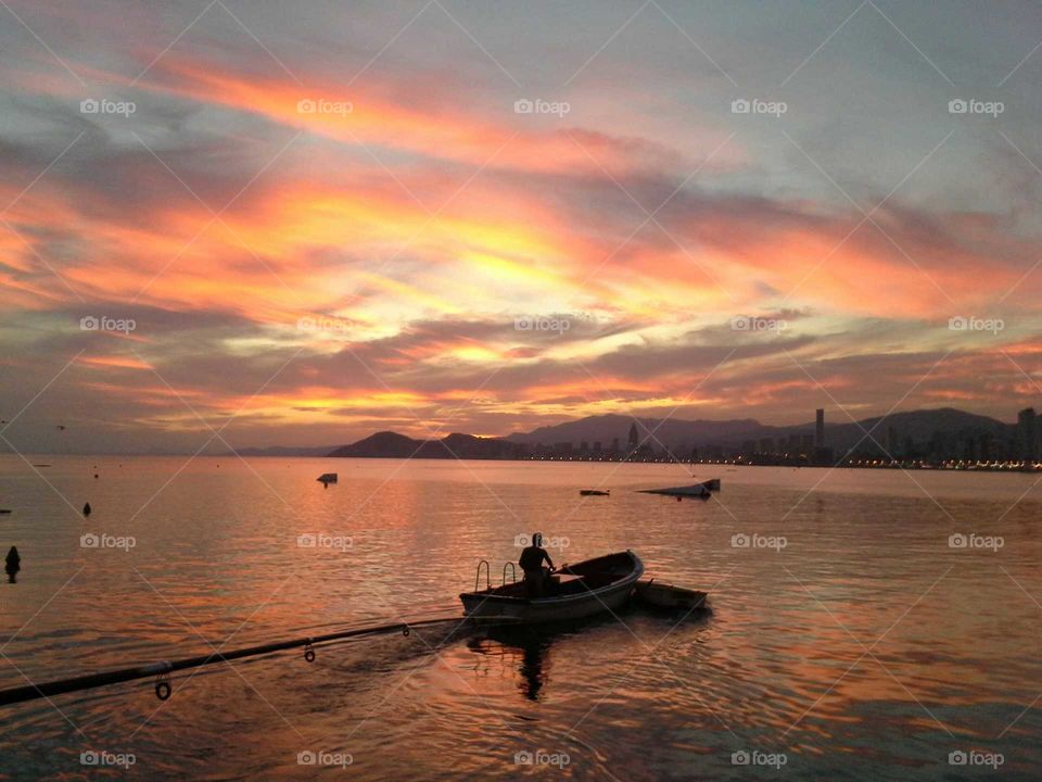 Fishing on sunset