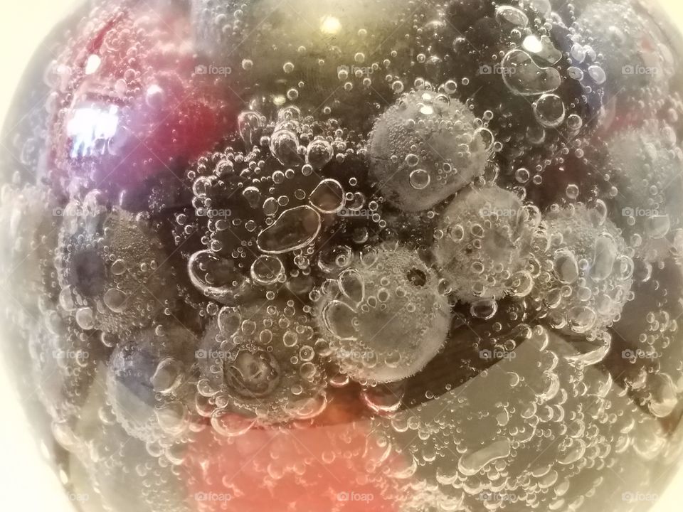 close up of fizzy summer berries