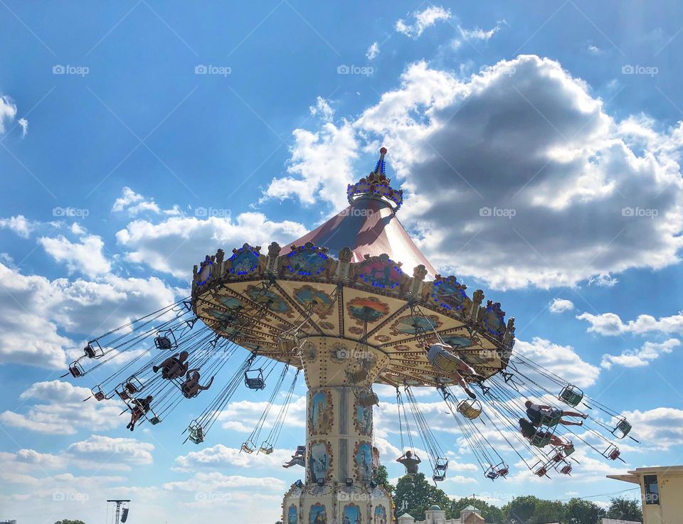 Swing Ride. Swinging carousel fair. Fun, fair, swing, carousel, ride, fairground