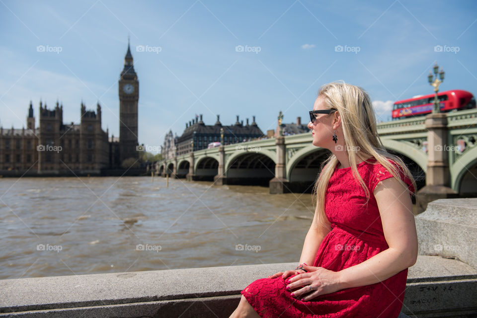 Tourist on westminister bridge in London.