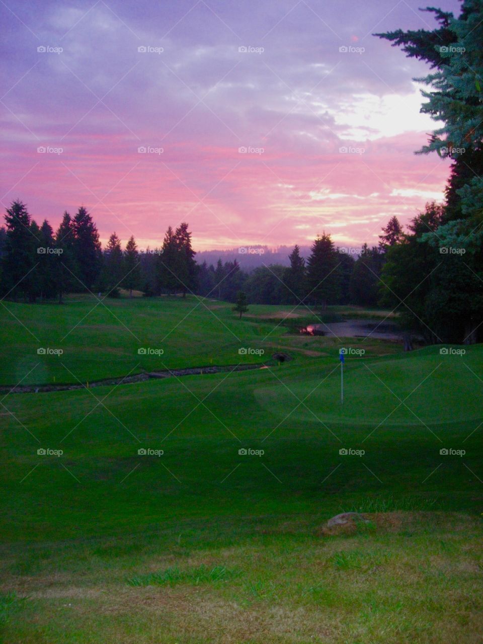 Sunset over Port Ludlow Golf Course