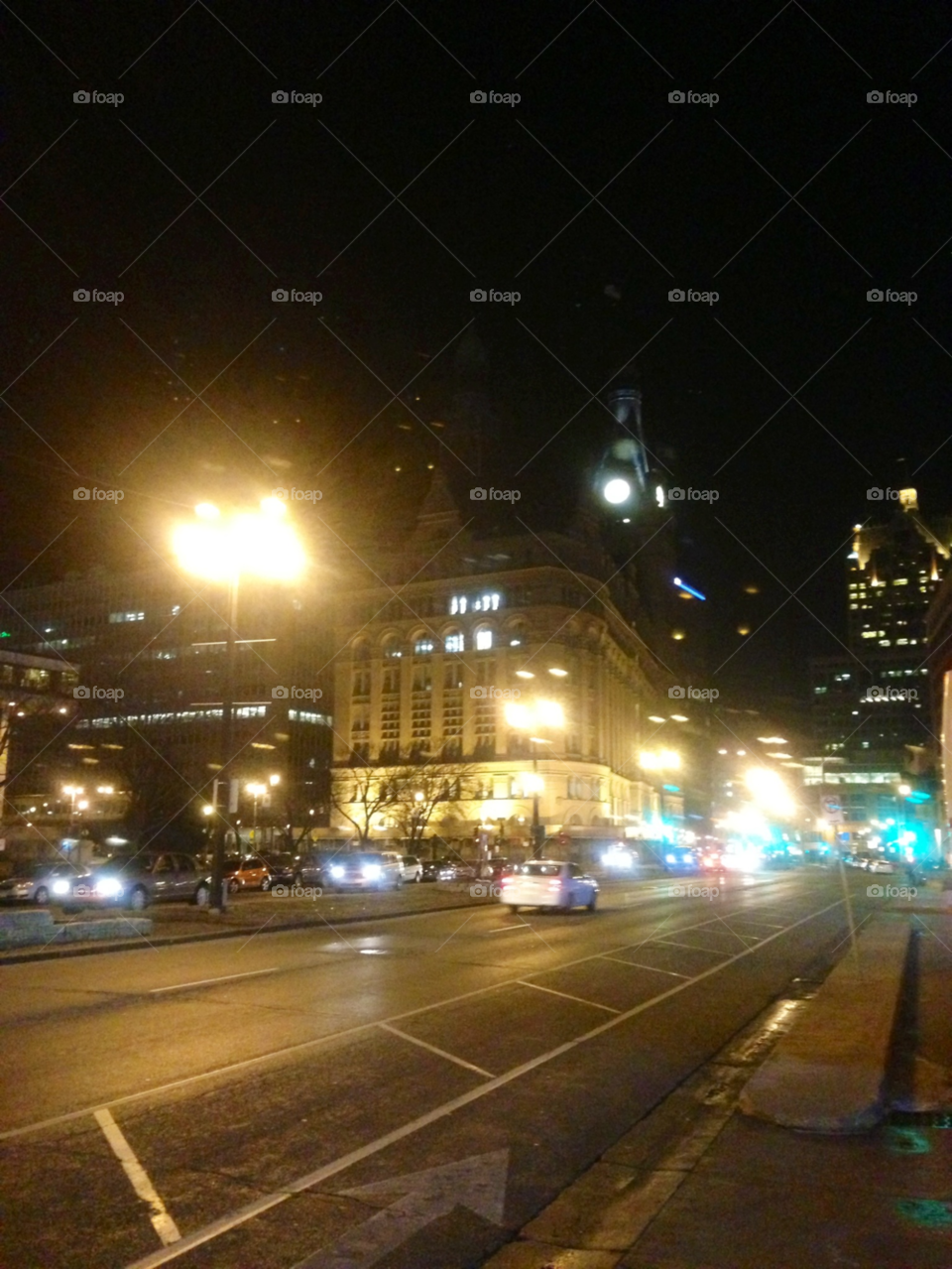 street building lights glow by mengzishiliu