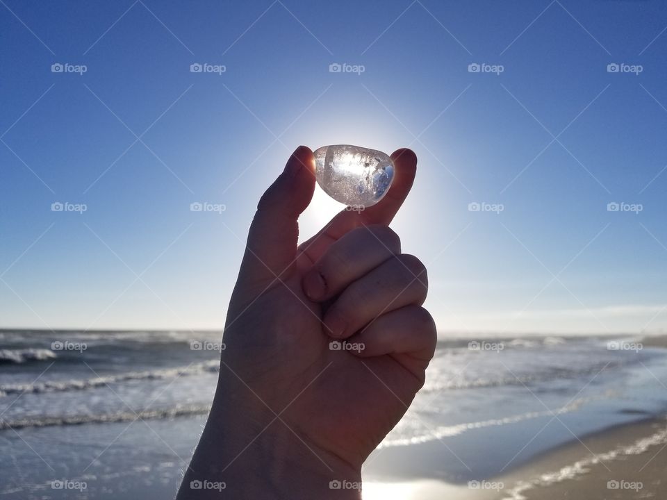 Tumbled Quartz Crystal at the Beach