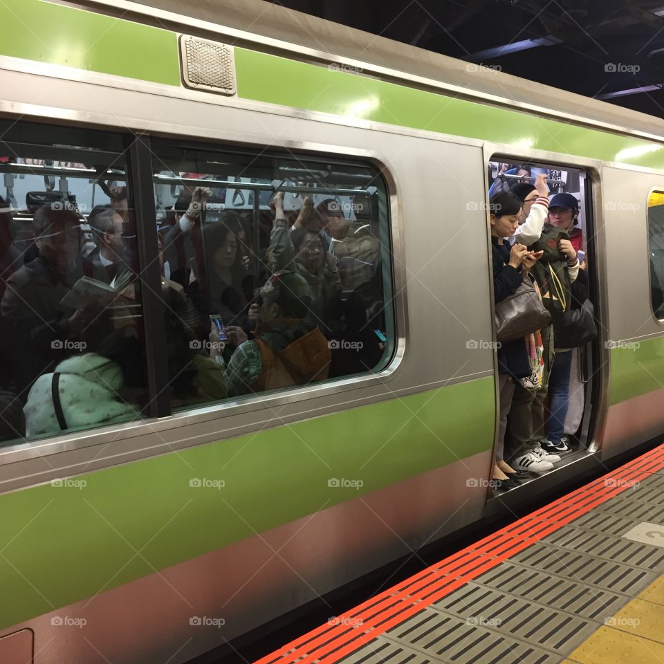 Train ride in Tokyo during peak hour