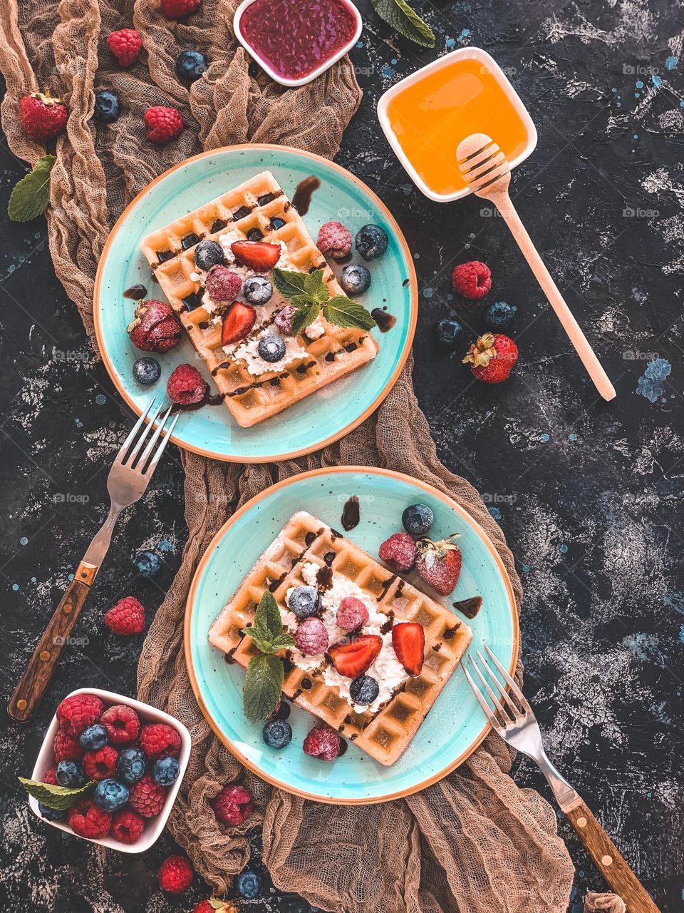 Belgium waffles with berries