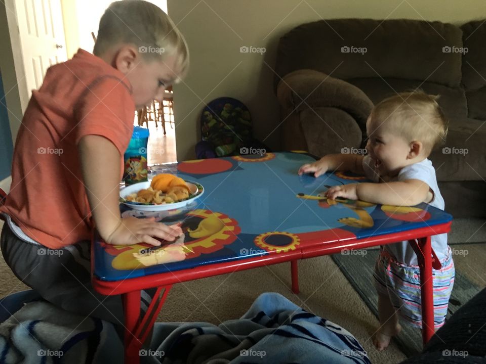 Table with a baby 
