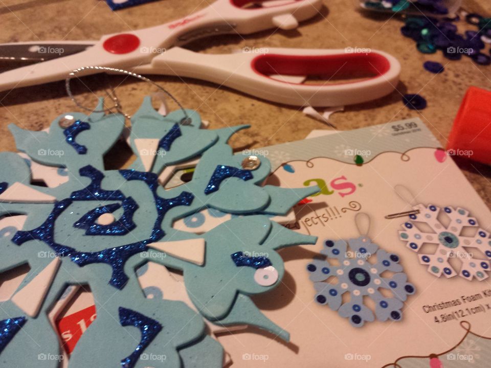 Christmas foam kit on table