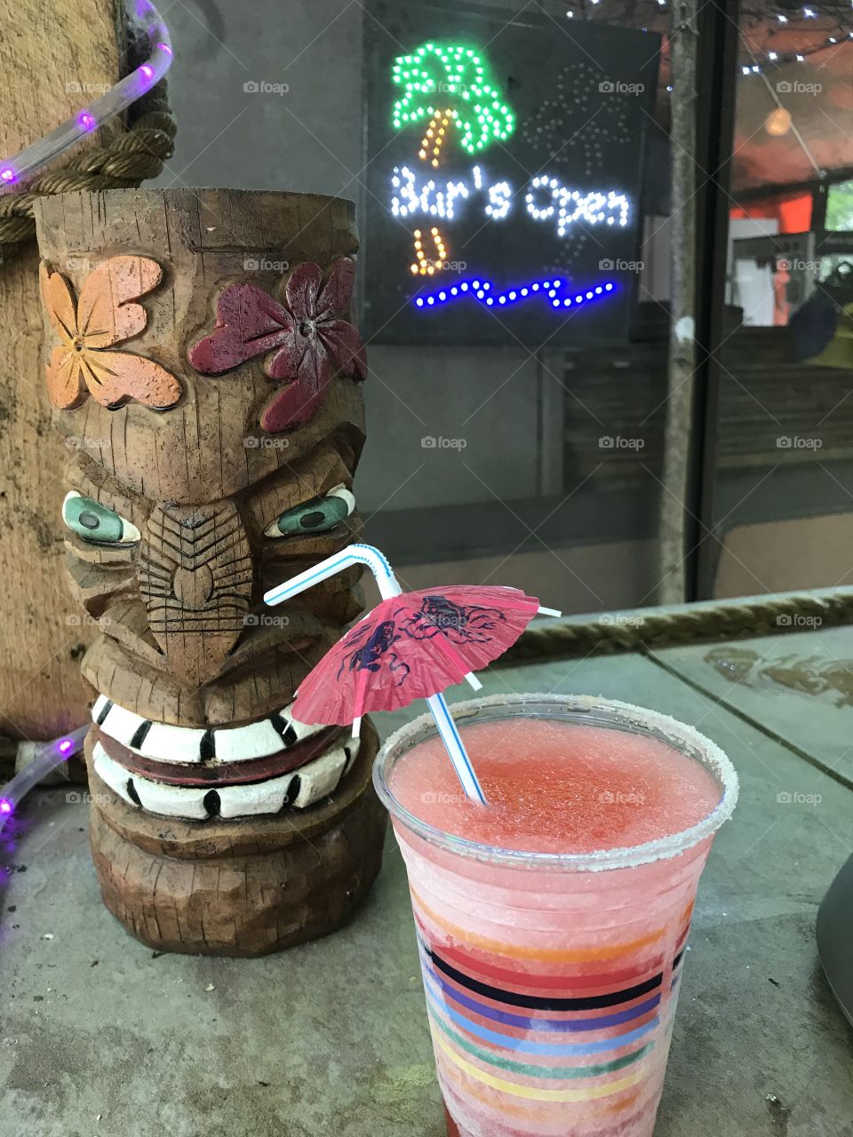 Margaritas in the tiki bar 