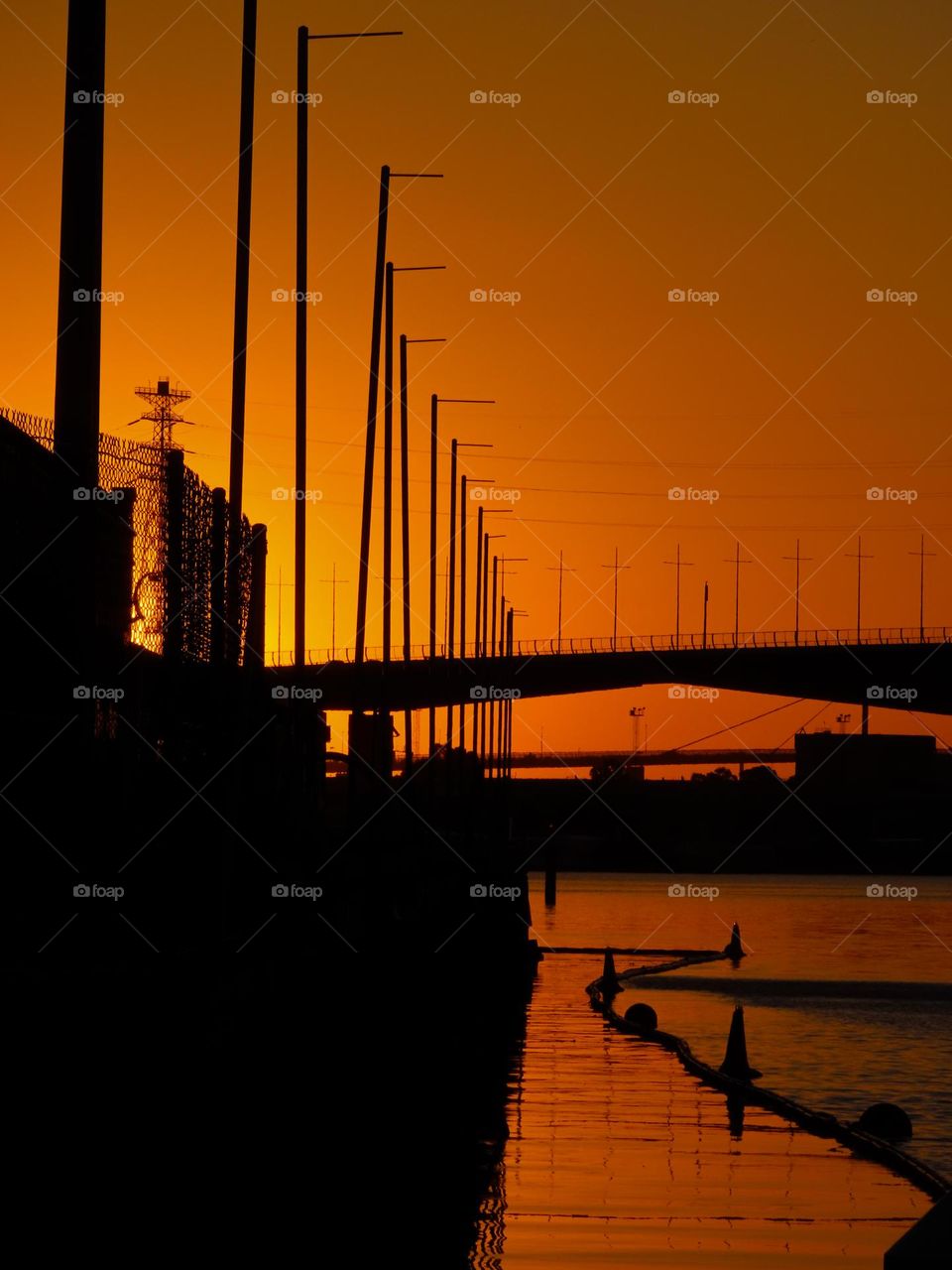 Orange sunset in Docklands, Melbourne 