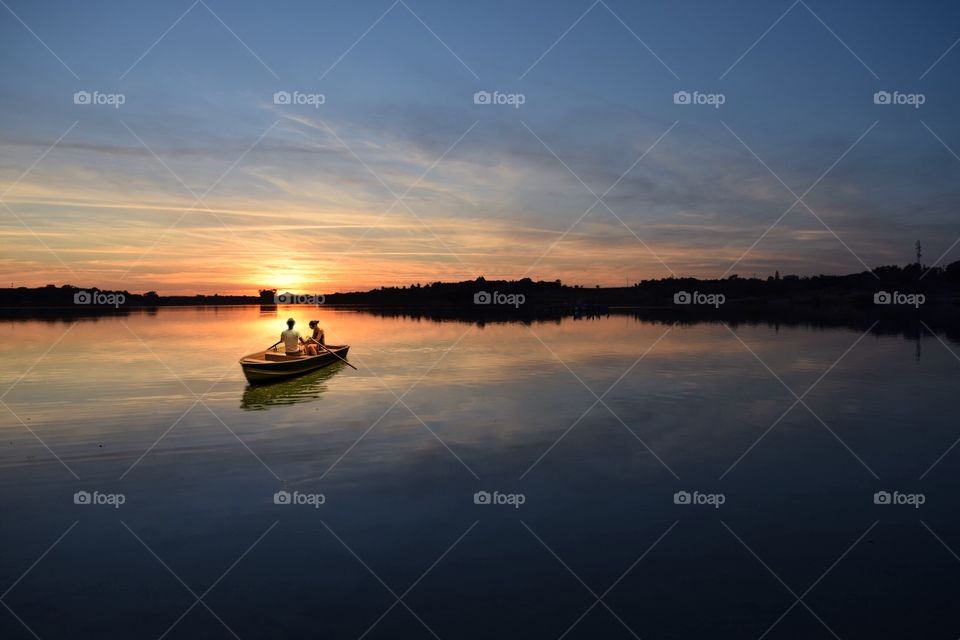 Sunset in boat