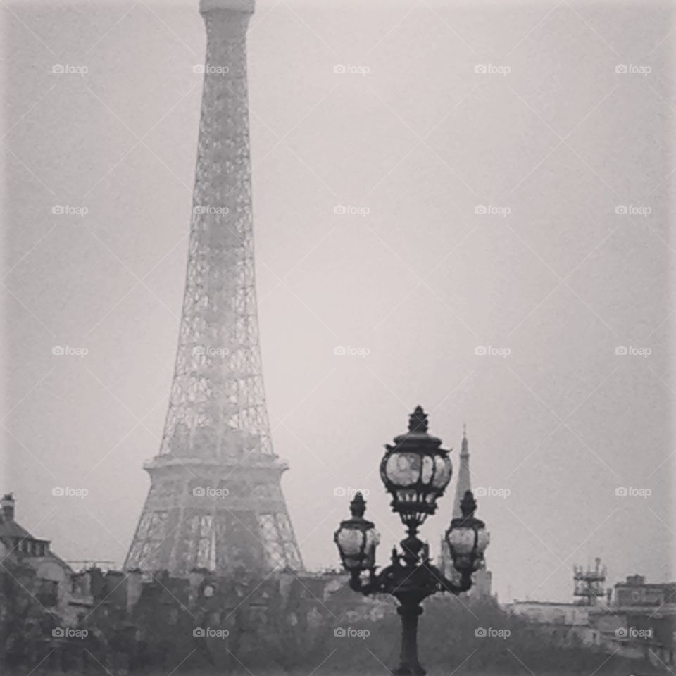 Black and white photo of Eiffel Tower, Paris 