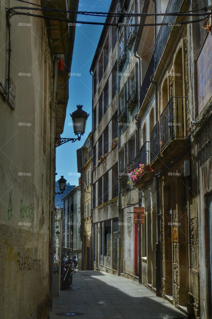 Narrow street. Narrow street, Noia, Galicia, Spain