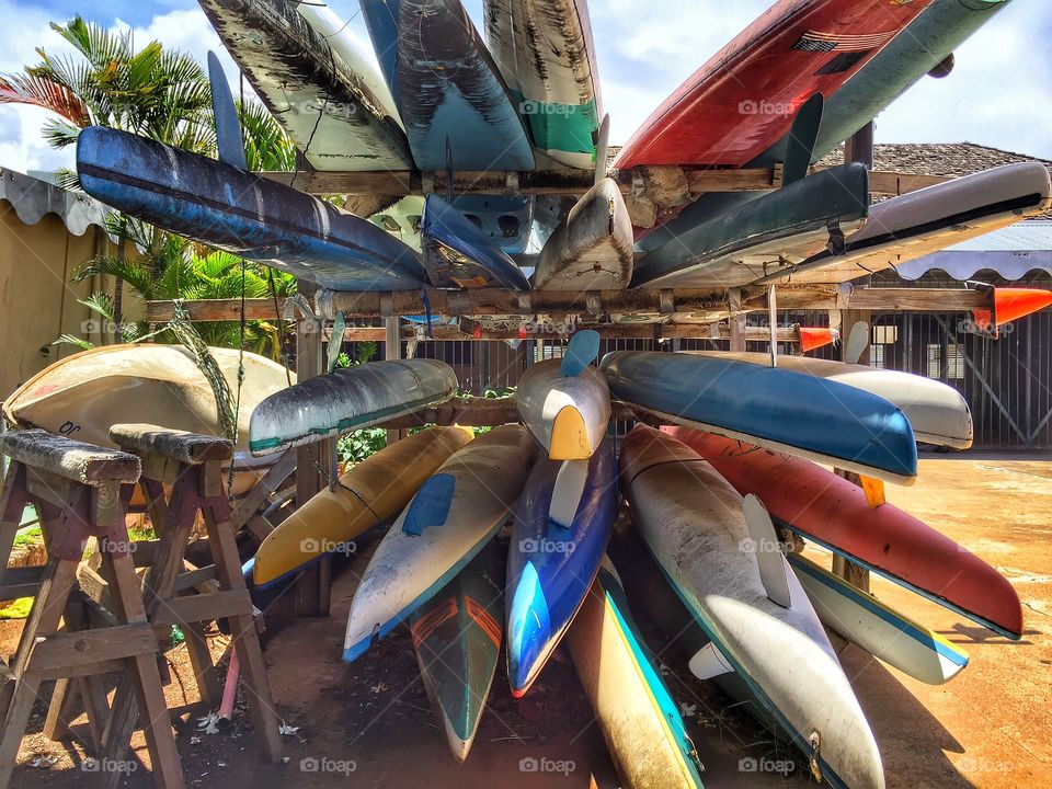 Ala Wai boat club canoes