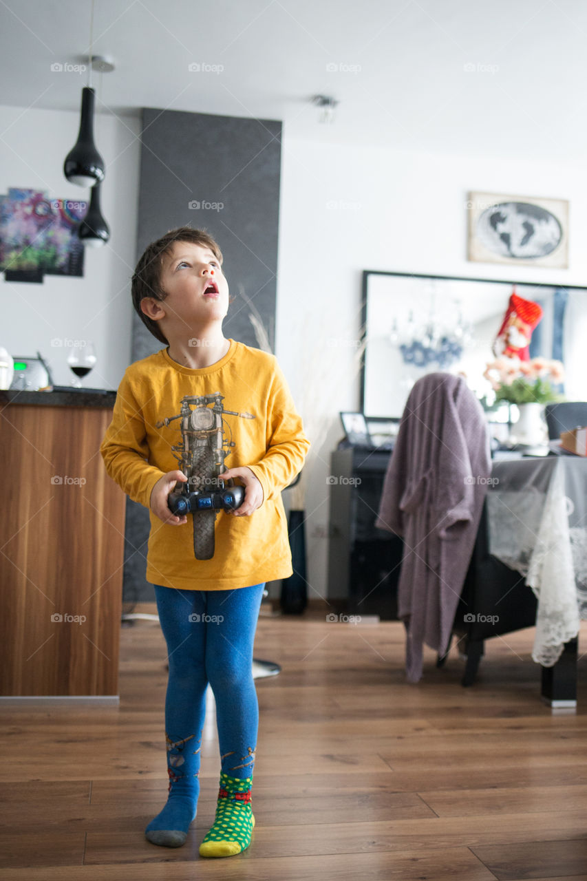 boy playing at home