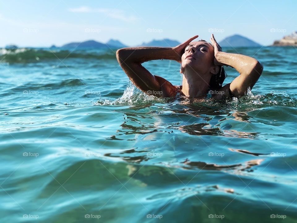 Swimming in the sea 