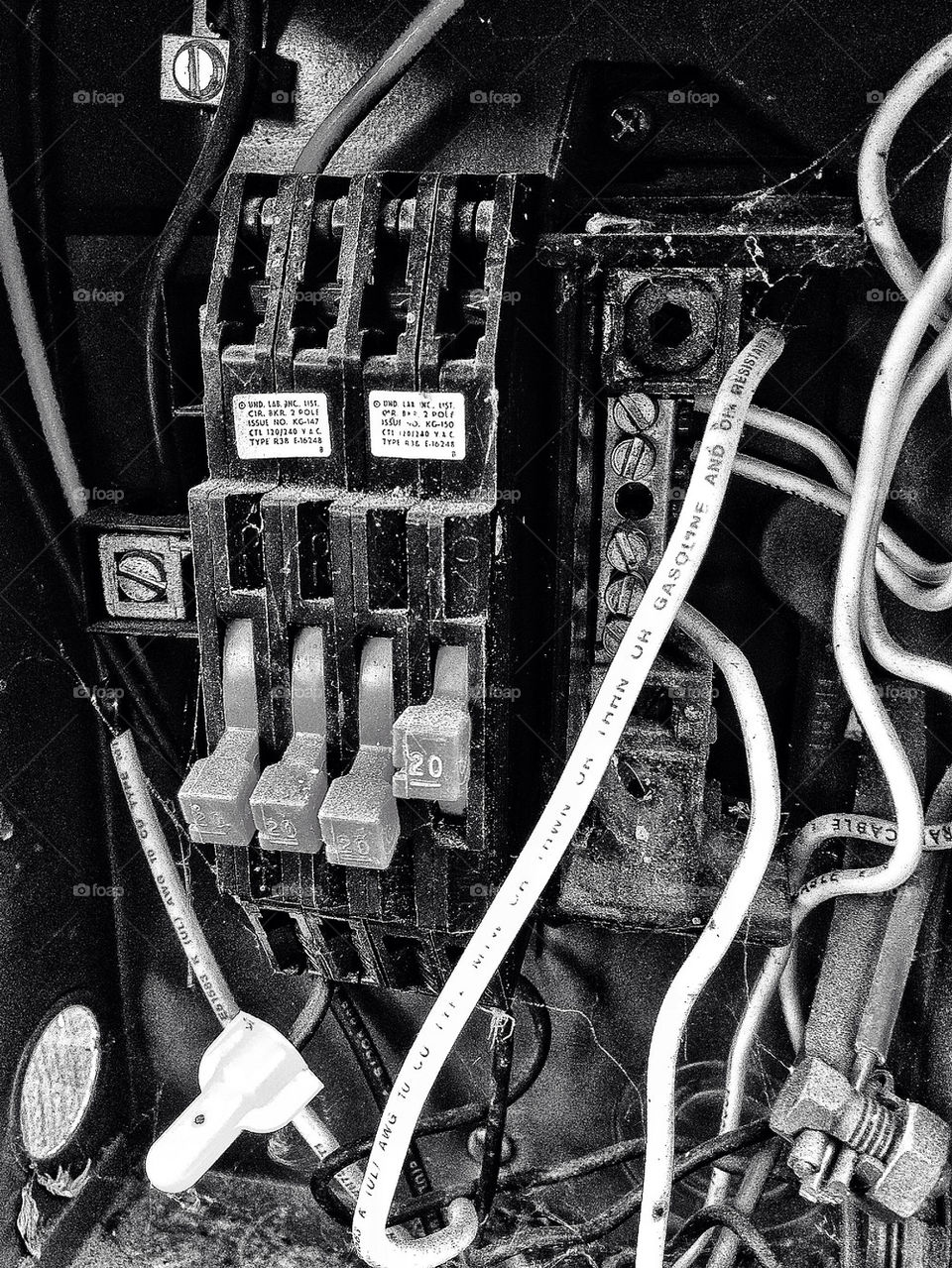 Wires and switches of an industrial circuit breaker