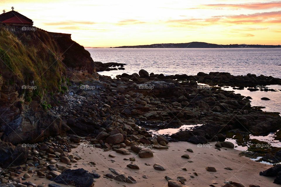 View of beach during sunset