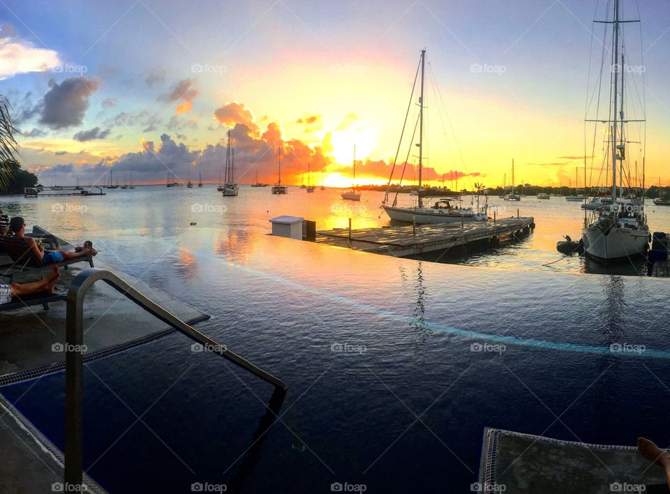 Boats at rest as the sun sets 