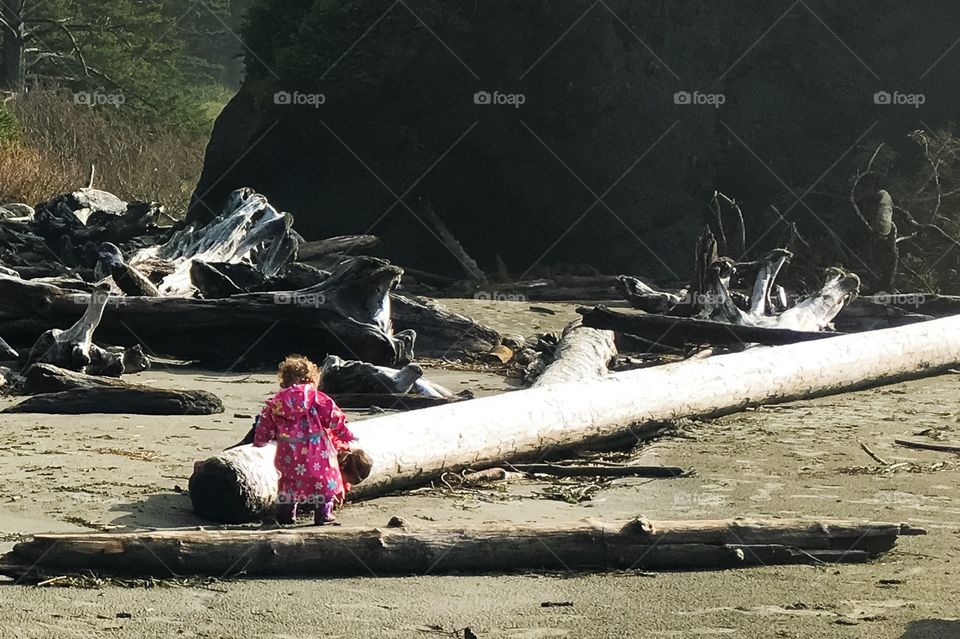 Girl exploring beach