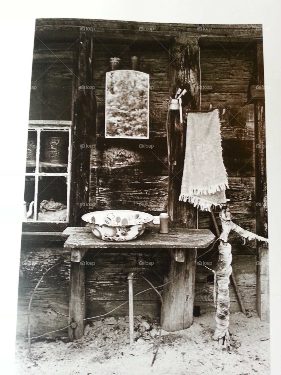 old cabin, house, wash basin