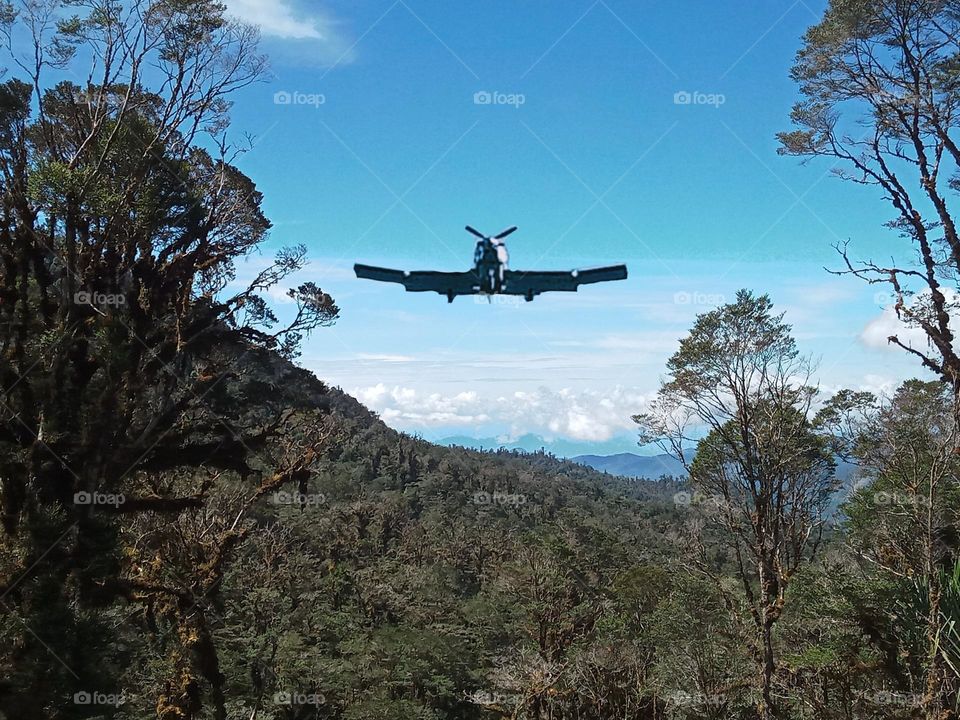 the plane landed over approaching the mountain.🌱