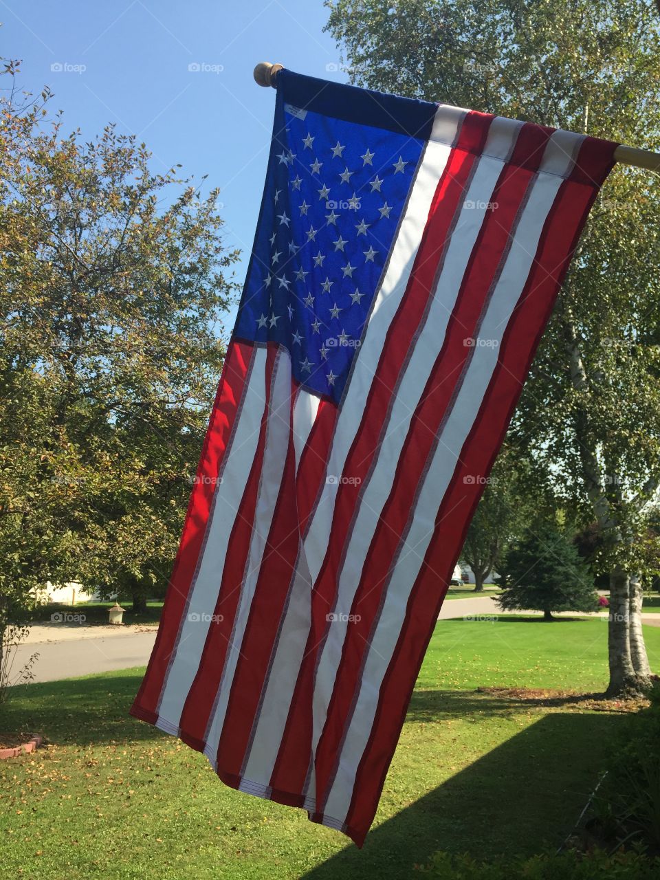 Flag in front house 9/15/17