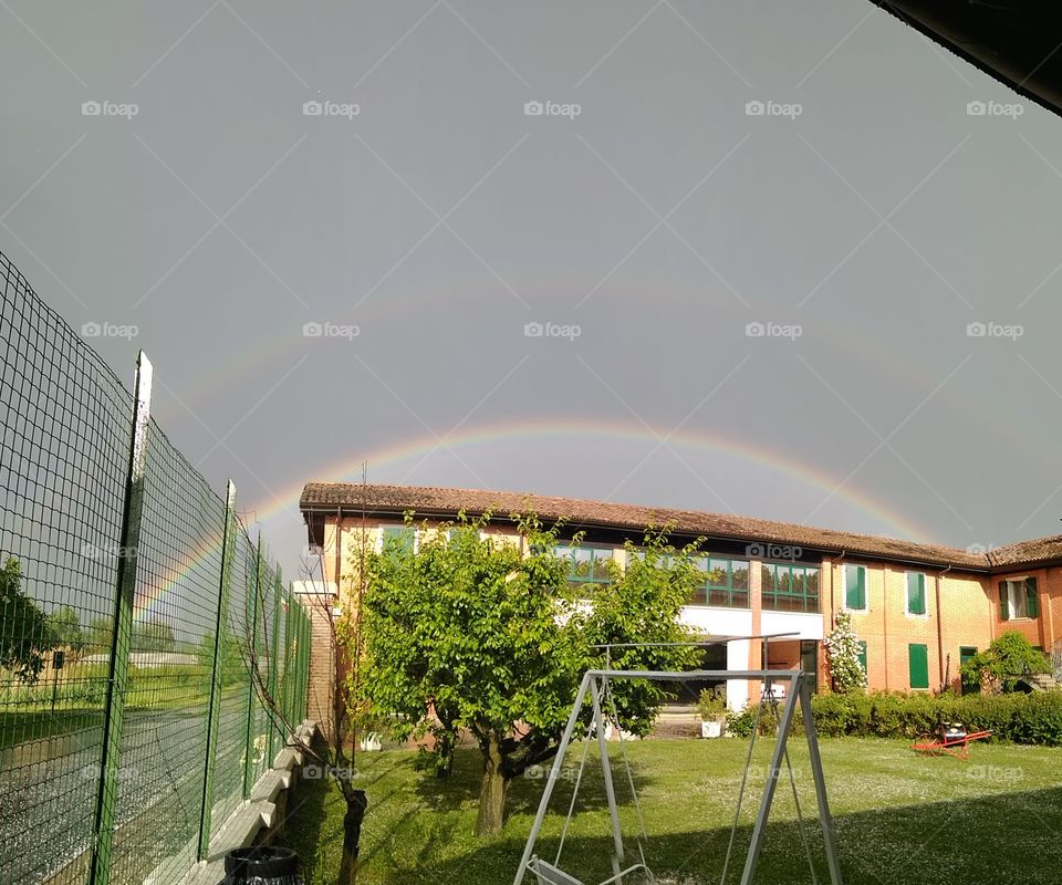 Rainbow after rain in Italy