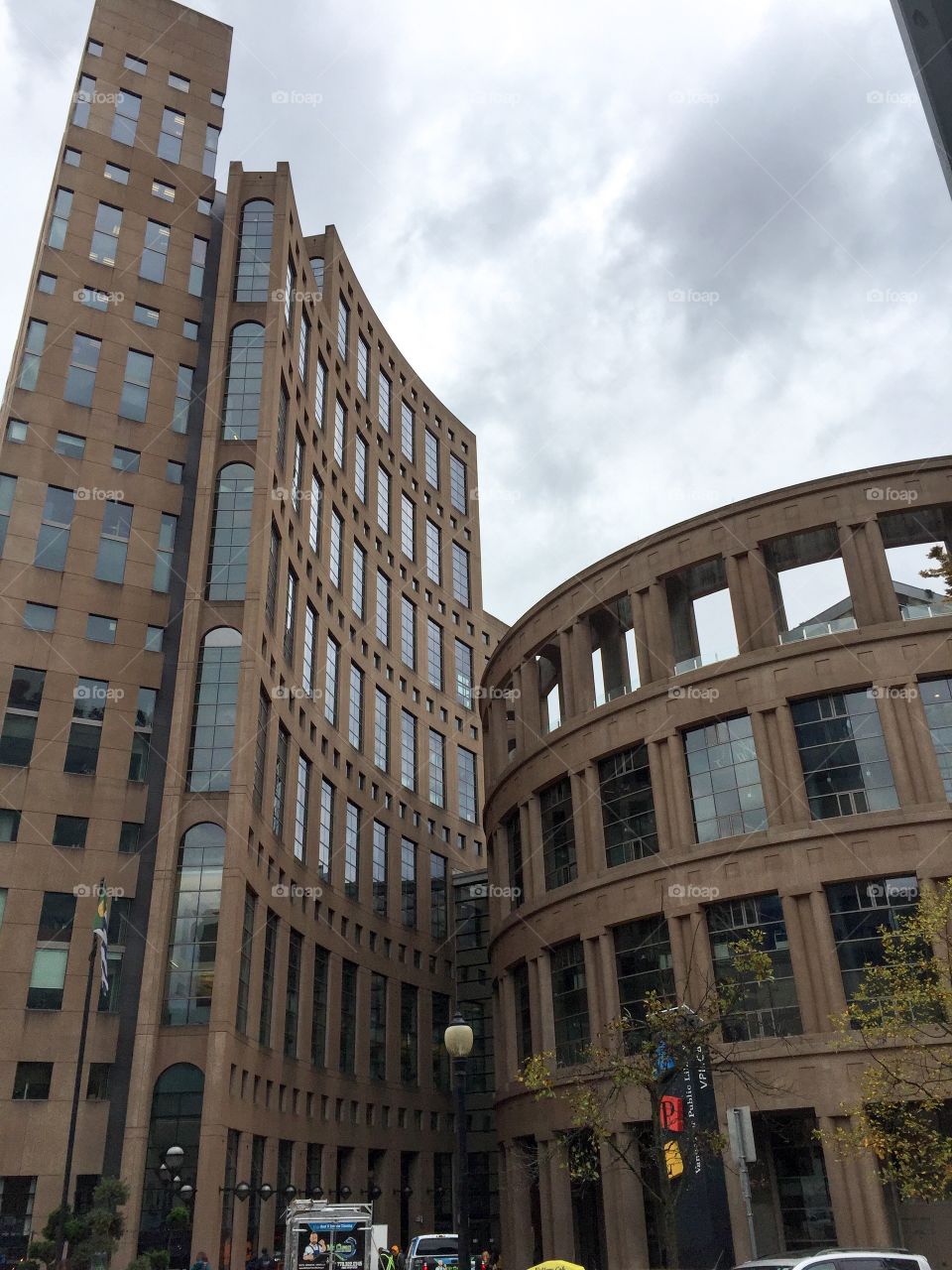 Interesting architecture of the Vancouver Public Library in Vancouver, British Columbia 
