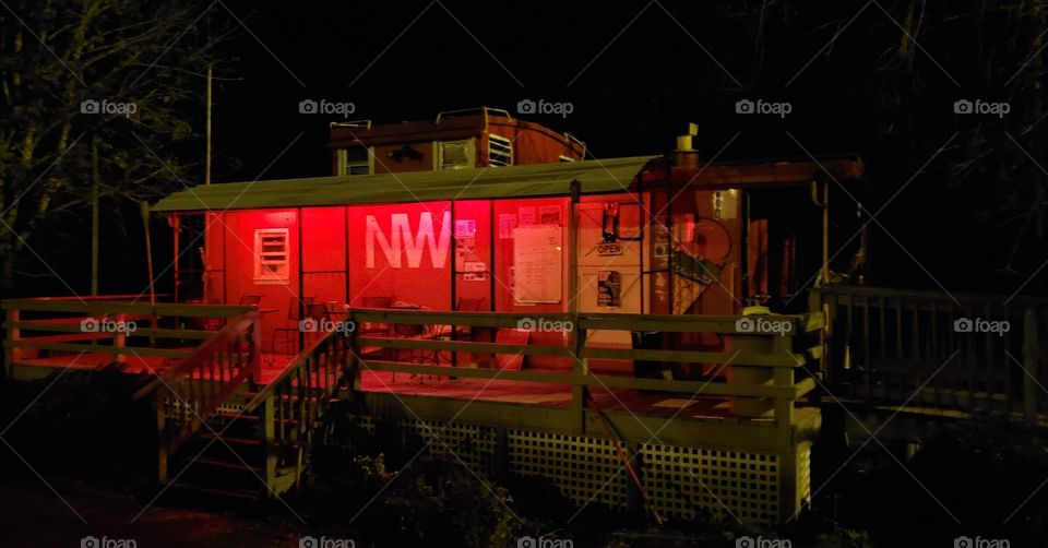 caboose made into an ice cream shop along the New River in Fries, Virginia