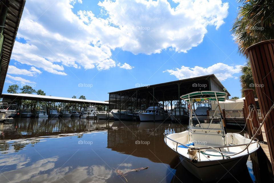 Yacht boat parking at the dock