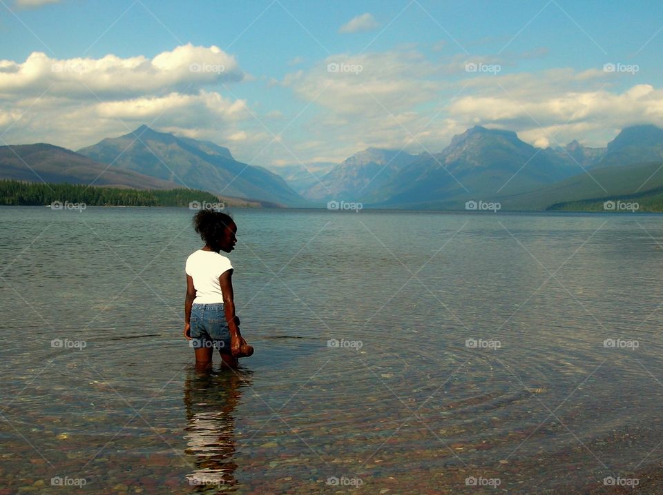Girl in Lake. A girl in glacial lake