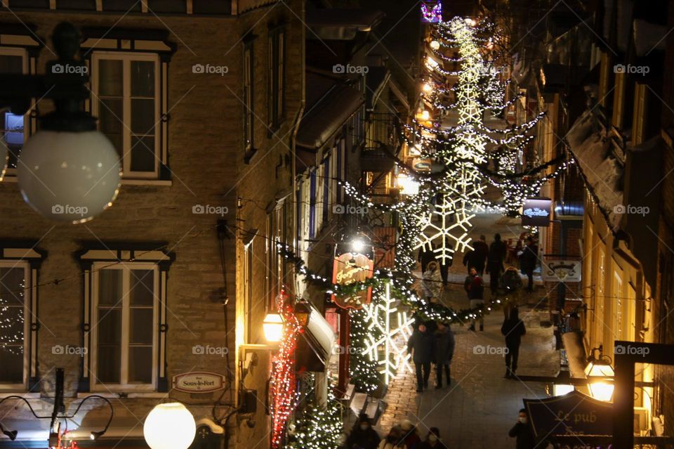 Winter holidays: gorgeous street decorated for Christmas and New Year