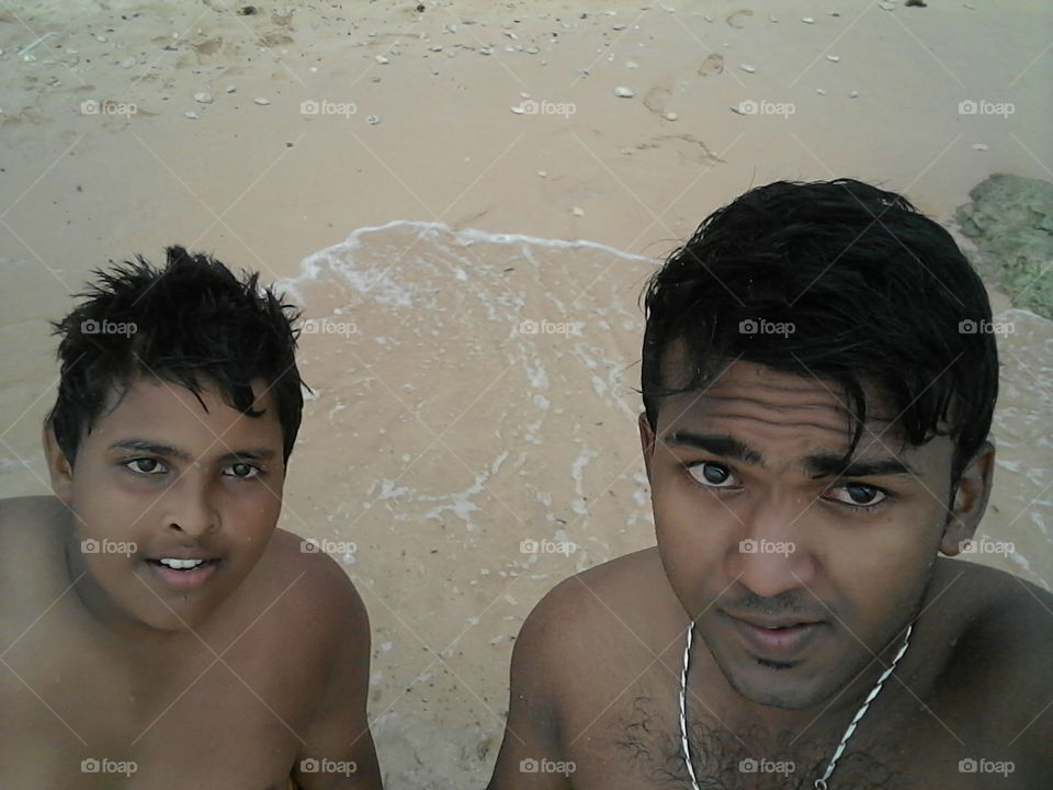 today enjoyed with my brother in beach..
