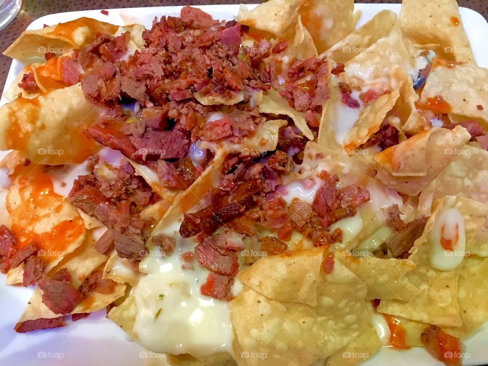 Beef brisket nachos