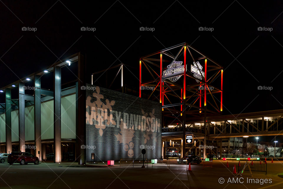 Harley-Davidson Museum decorated for Christmas In Milwaukee Wisconsin