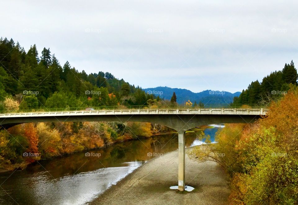 Bridge over the lake during autumn