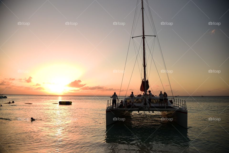 Catamaran sunset 