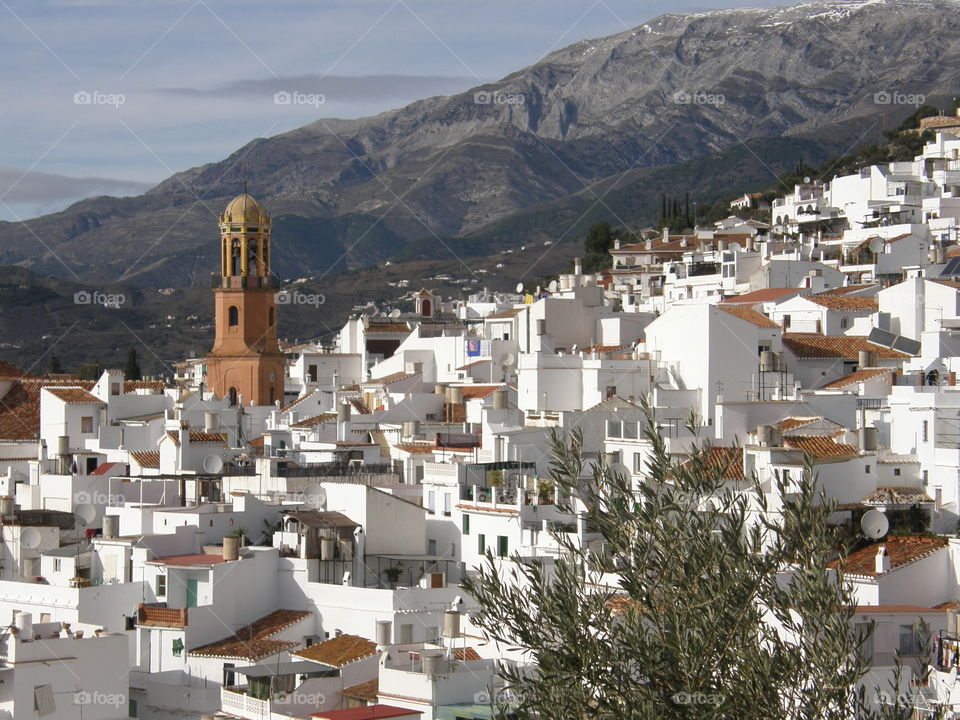White washed village in the mountains of Andalusia 