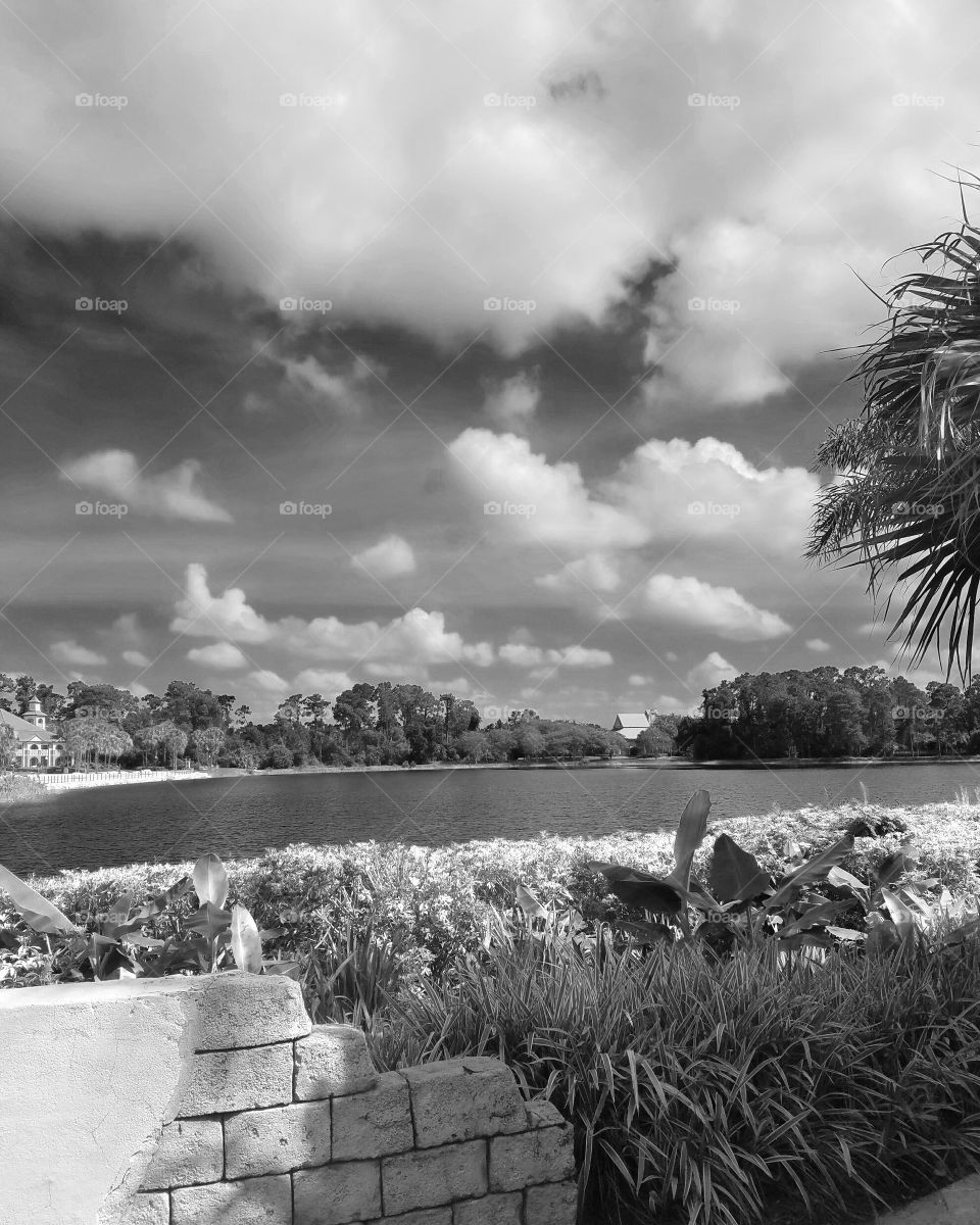 Lush clouds by the disney boardwalk in Orlando Florida