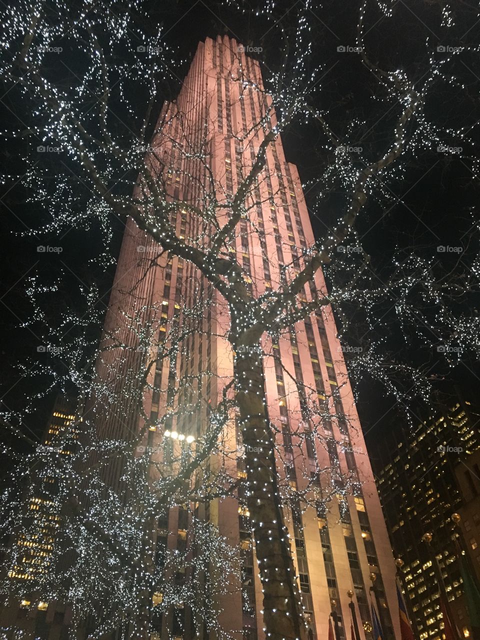 Sparkling Rockefeller center by night