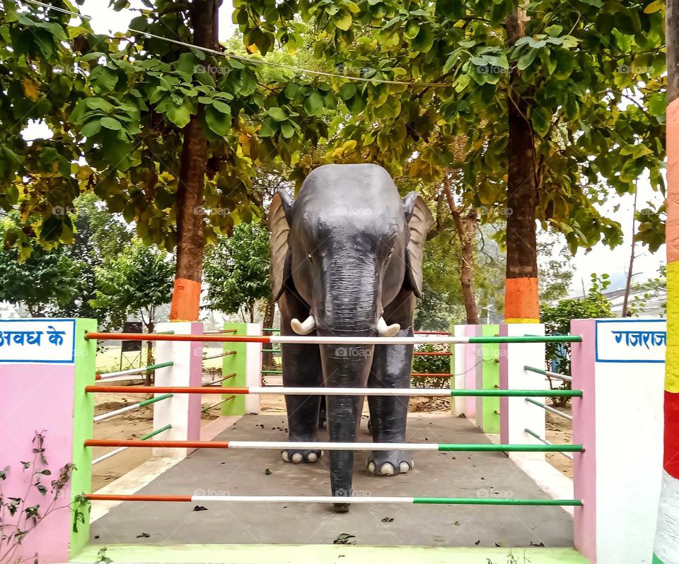 Beautiful statue of elephant in a park image india