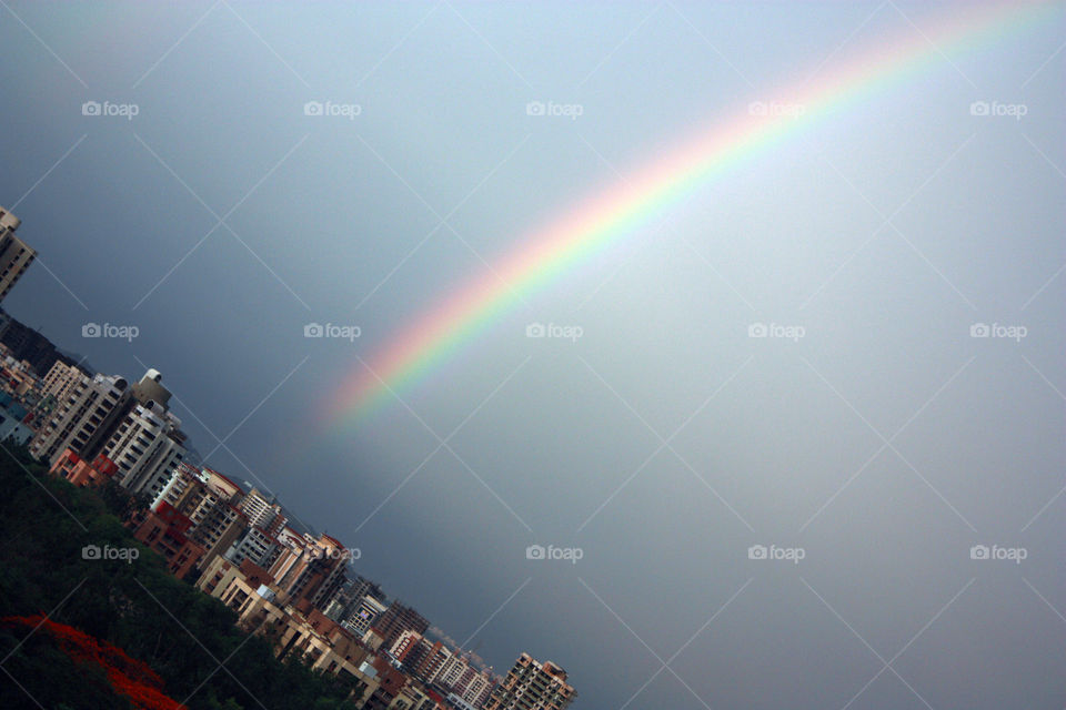 rainbow over the city